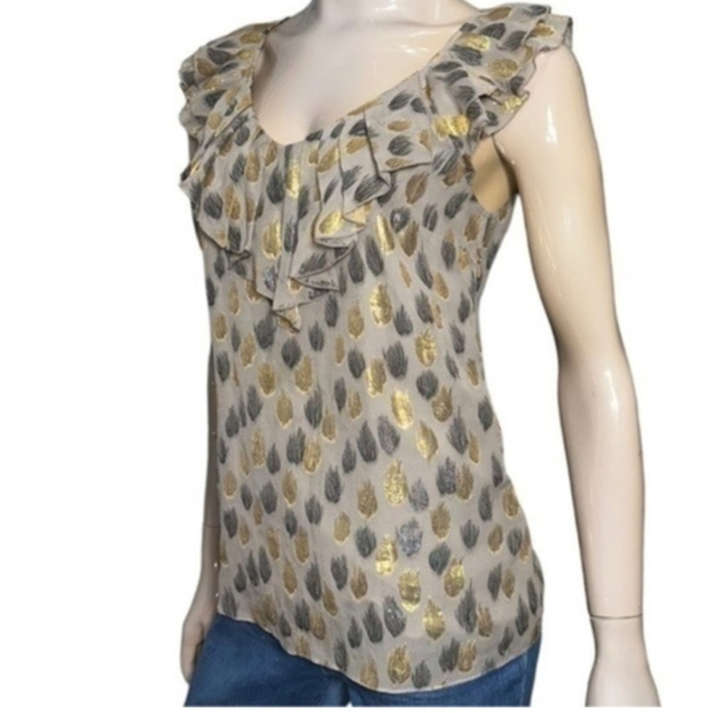 Leifsdottir Metallic Ruffle Gold Leaf Top